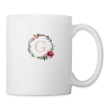 Personalisierbar Monogramm G Blumen Kreis Boho - Tasse - Weiß - Rechts