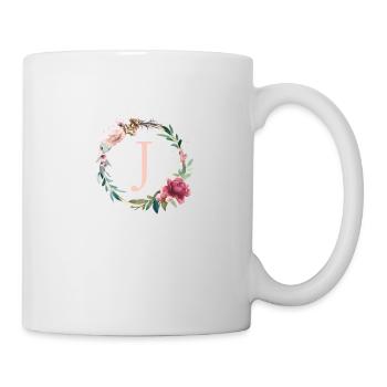 Personalisierbar Monogramm J Blumen Kreis Boho - Tasse - Weiß - Rechts