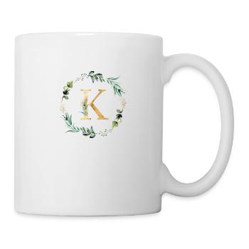 Personnalisable Monogram K Botanique Or Vert - Mug blanc - blanc - Droite