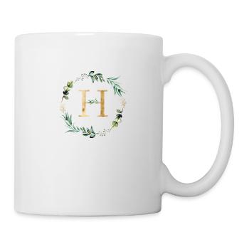 Monogramme H Botanique Or Vert Personnalisable - Mug blanc - blanc - Droite