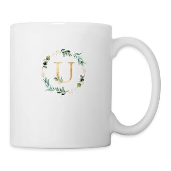 Personnalisable Monogram U Botany Or Vert - Mug blanc - blanc - Droite