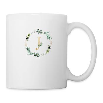 Monogramme J Botanique Personnalisable Or Vert - Mug blanc - blanc - Droite