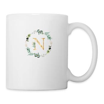 Monogramme personnalisable N Botanique Or Vert - Mug blanc - blanc - Droite