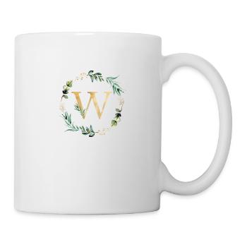 Monogramme personnalisable W Botanique Or Vert - Mug blanc - blanc - Droite