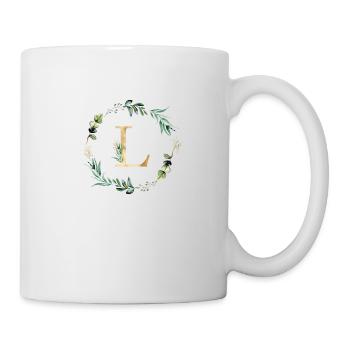 Monogramme L Botanique Or Vert Personnalisable - Mug blanc - blanc - Droite