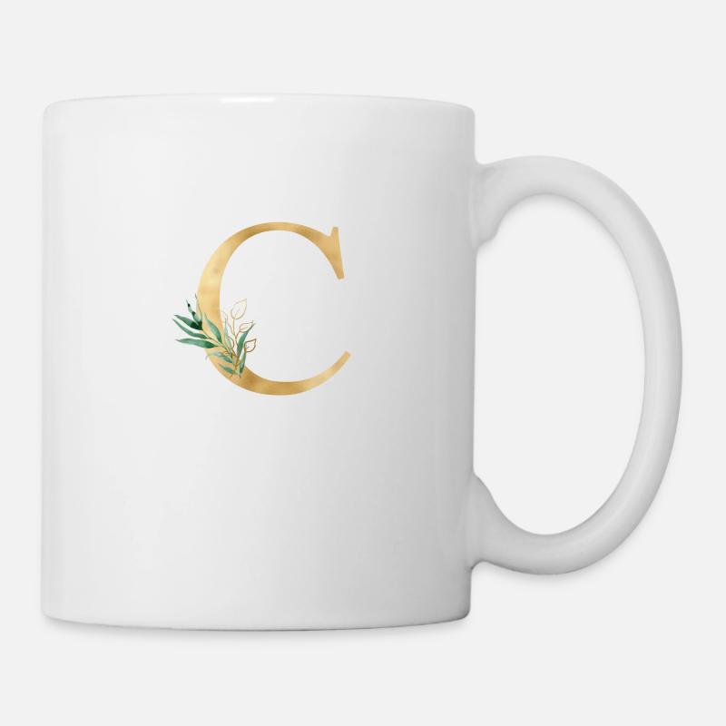 Personalisierbar Monogramm C Botanik - Tasse - Weiß