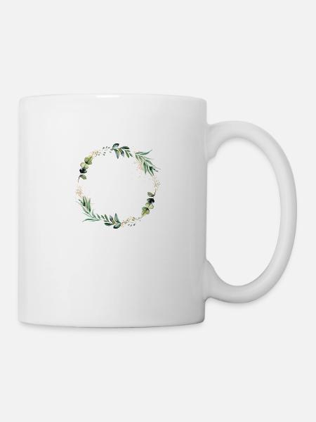 Eukalyptus Kranz - Tasse - Weiß
