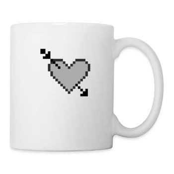Pfeil durch Herz - S/W - Pixelart - Tasse - Weiß - Rechts