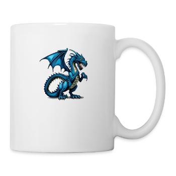 Cooler Blauer Comic-Drache - Tasse - Weiß - Rechts