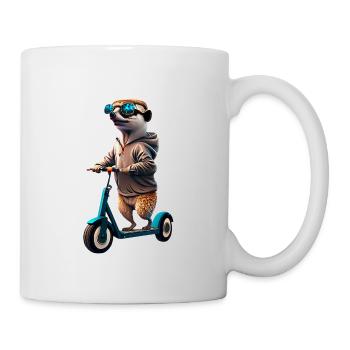 Escooting Erdmännchen Escooter Elektroroller - Tasse - Weiß - Rechts