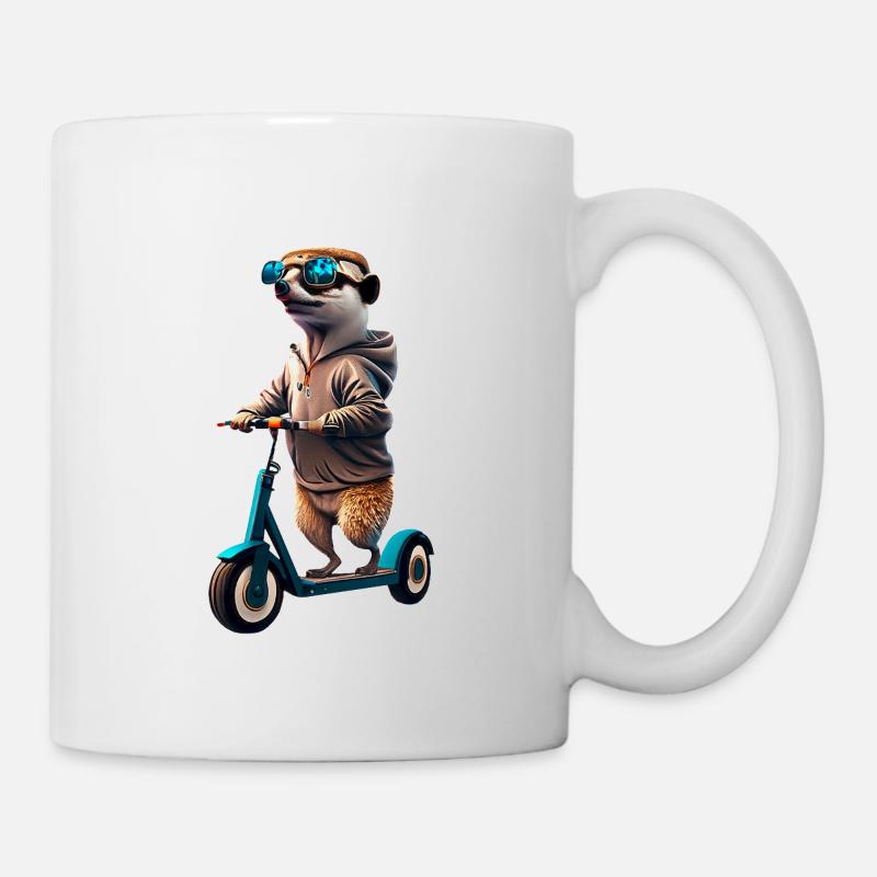 Escooting Erdmännchen Escooter Elektroroller - Tasse - Weiß