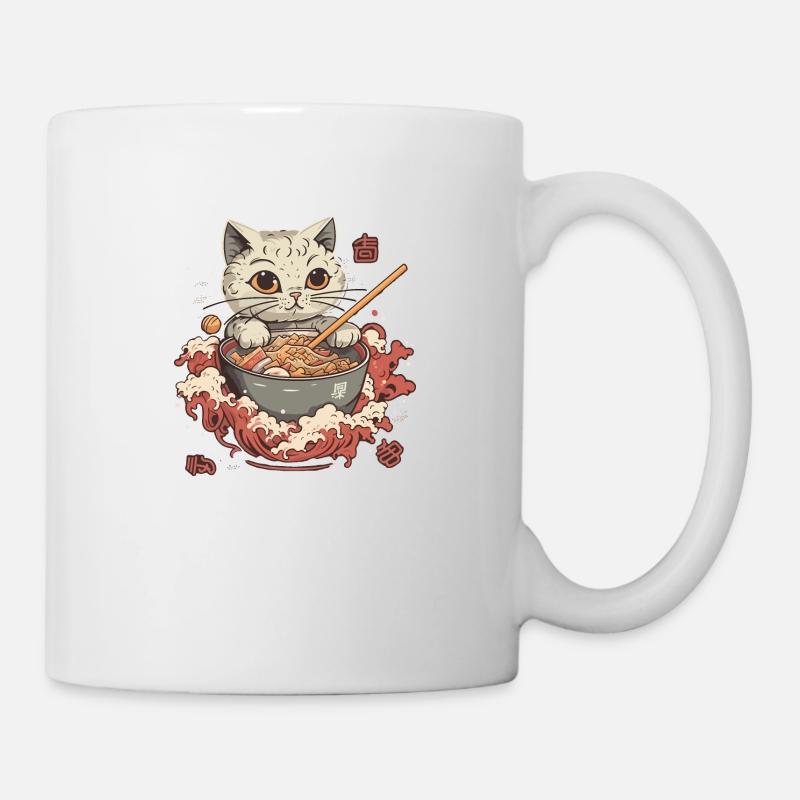 Cat Kitten Cat Japanese Ramen Cat - Mug - white