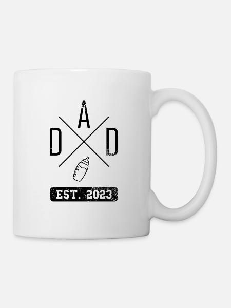 Dad Est. 2023 Vater Schwangerschaft Baby Flasche - Tasse - Weiß