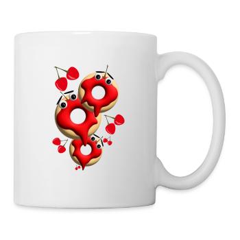 Drei leckere Kirsch Donuts. - Tasse - Weiß - Rechts