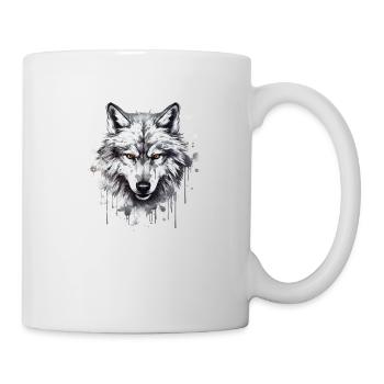 Wolf Kopf Nordisch 2 - Tasse - Weiß - Rechts