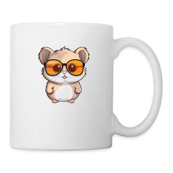 Little cute hamster wearing sunglasses. - Mug - white - Right