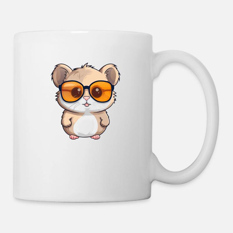 Little cute hamster wearing sunglasses. - Mug - white