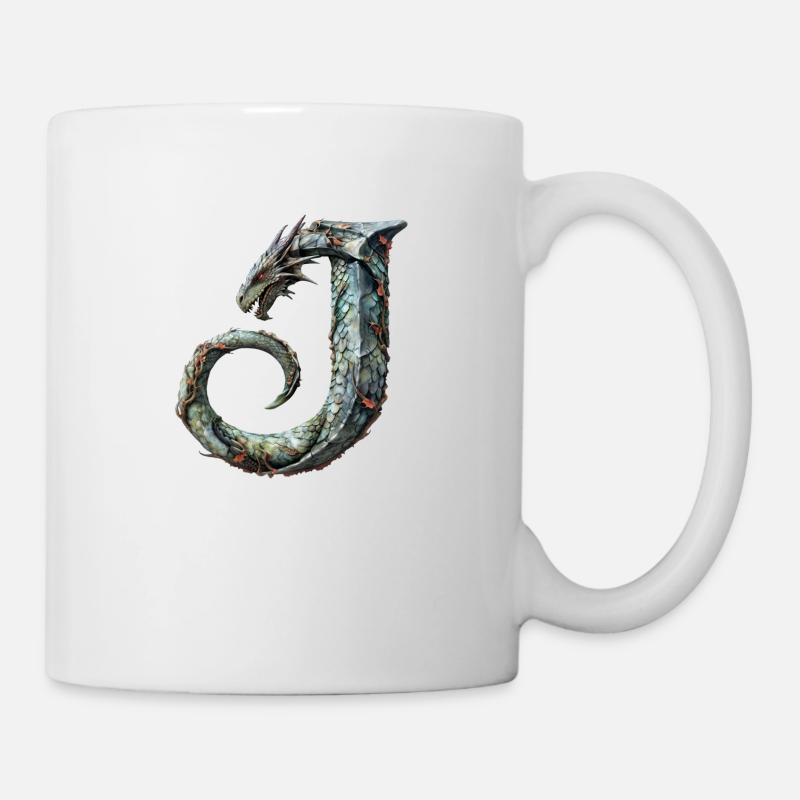 Lettre « J » en forme de dragon. - Mug blanc - blanc