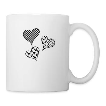 Herze in Schwarz Weiß - Tasse - Weiß - Rechts