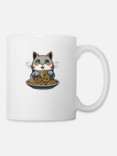 katze nudel - Tasse - Weiß