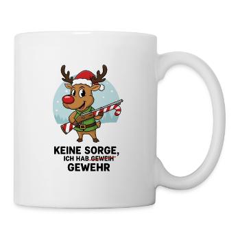 Rentier mit Zuckerstangen Gewehr lustige Weihnacht - Tasse - Weiß - Rechts