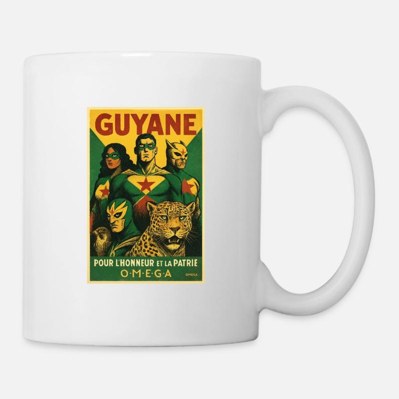 Héros Guyane vintage et jaguar - Mug blanc - blanc