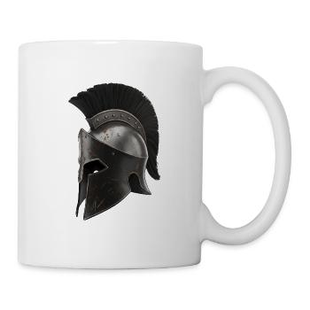 Rostiger Kriegerhelm mit schwarzer Feder - Tasse - Weiß - Rechts
