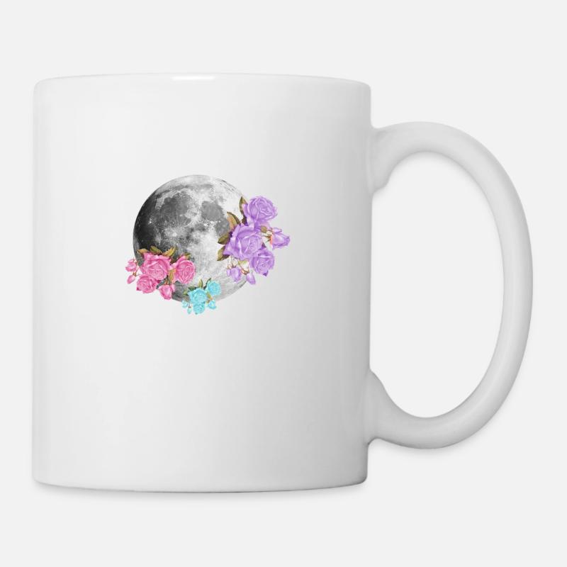 Mond Blumen Ästhetisch - Tasse - Weiß