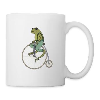 Cottagecore Aesthetic Frog on High Wheel Vintage - Mug - white - Right