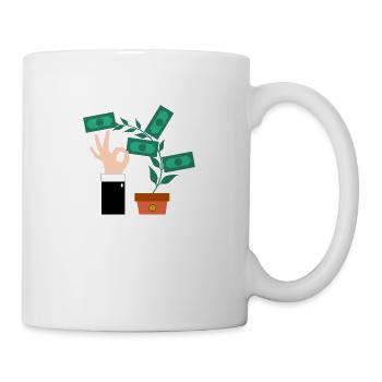 Money,Geld,Sparen,Investieren,Pflücken - Tasse - Weiß - Rechts