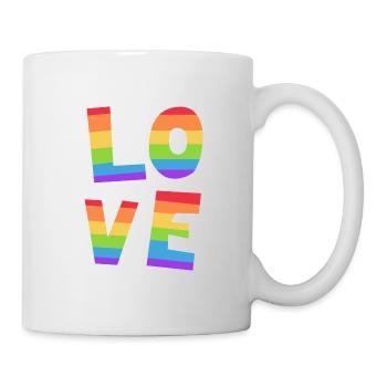 LOVE Gay Pride Drapeau arc-en-ciel Mois de la fierté LGBT LGBTQ - Mug blanc - blanc - Droite