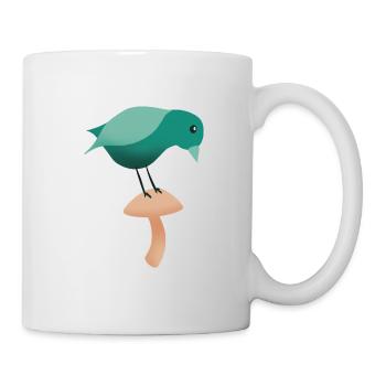 Un oiseau sur un champignon - Mug blanc - blanc - Droite
