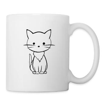 kleine süße Katze Tier Symbol cartoon - Tasse - Weiß - Rechts