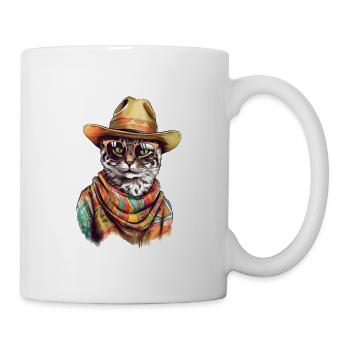 Fashion Hipster Cat - Mug - white - Right