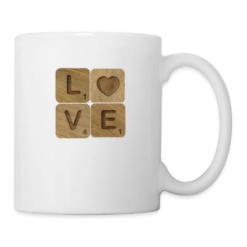 Love sur bois Coeur Lettres - Mug blanc - blanc - Droite