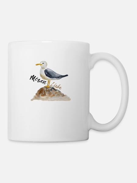 Möwen Liebe Illustration - Tasse - Weiß