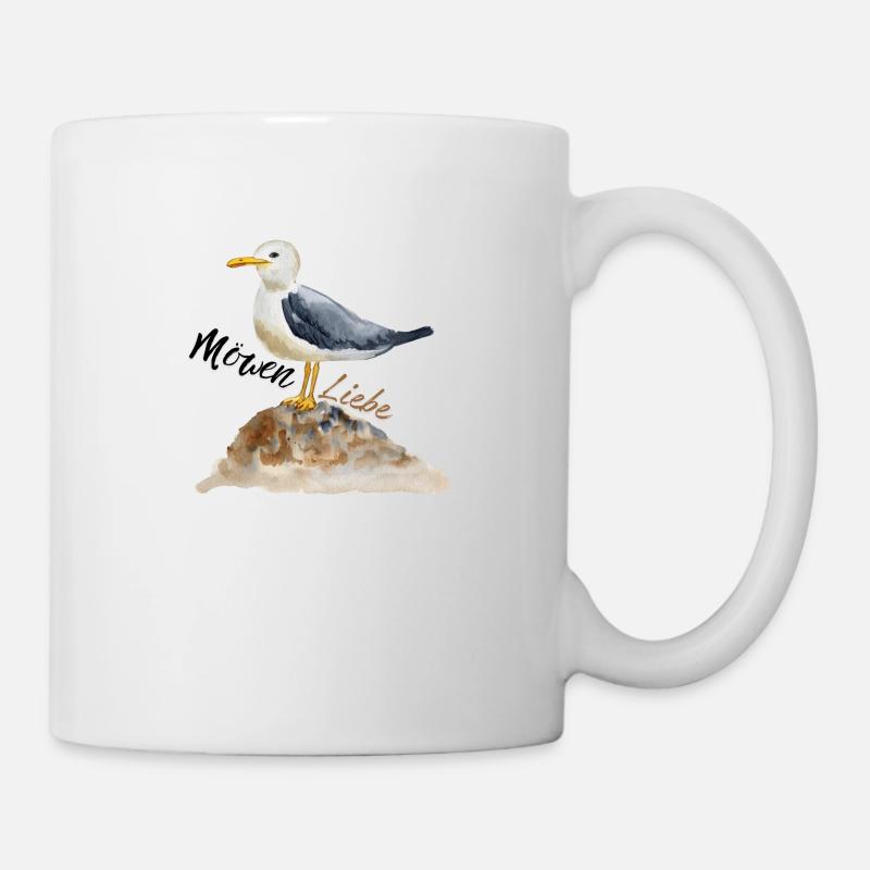 Möwen Liebe Illustration - Tasse - Weiß