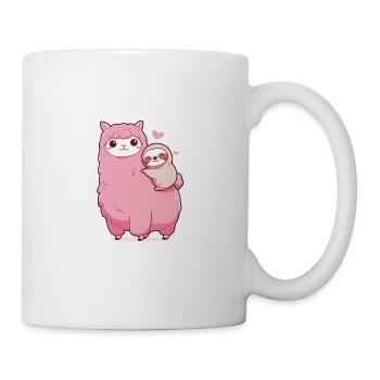 Alpaca Llama Sloth Llama Llama kawaii pink cute pink - Mug - white - Right