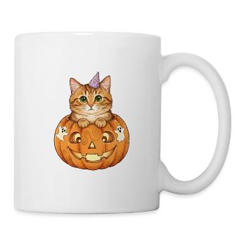Chat mignon à la citrouille | Chaton Kawaii Halloween - Mug blanc - blanc - Droite