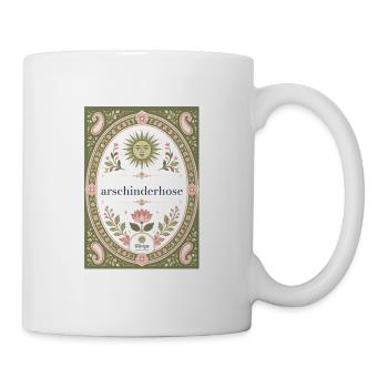 "arschinderhose" Sonnenring mit Blütenrahmen grün - Tasse - Weiß - Rechts