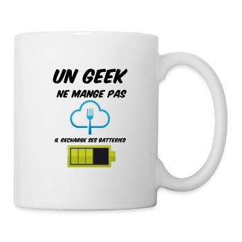 un geek ne mange pas cadeau anniversaire blague - Mug blanc - blanc - Droite