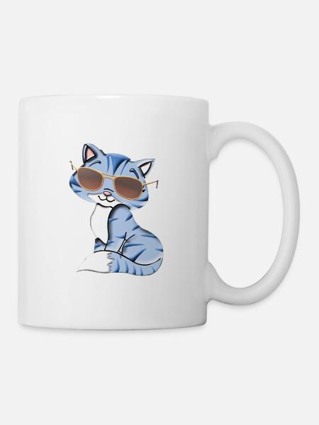 coole Katze - Tasse - Weiß