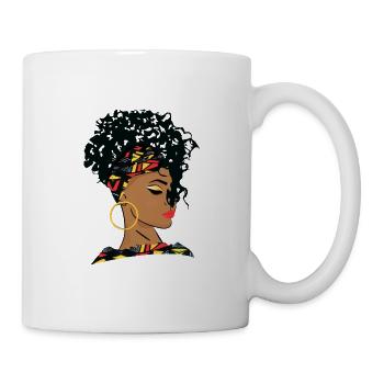 Schöne schwarze Modefrau - Tasse - Weiß - Rechts