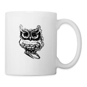 Cute vintage owl with big eyes - Mug - white - Right
