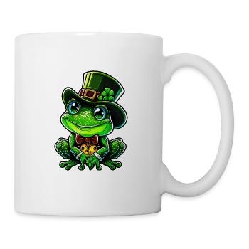 Cheerful frog with St Patrick Day top hat - Mug - white - Right
