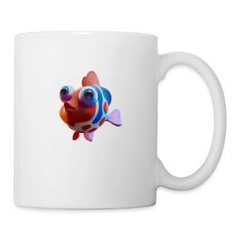 Poisson 3D mignon avec de grands yeux - Mug blanc - blanc - Droite