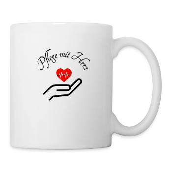 Pflege mit Herz - Tasse - Weiß - Rechts