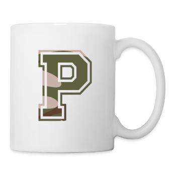 P, Monogram, Camouflage Green-Brown - Mug - white - Right