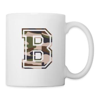 B, Monogram, Camouflage Green-Brown - Mug - white - Right