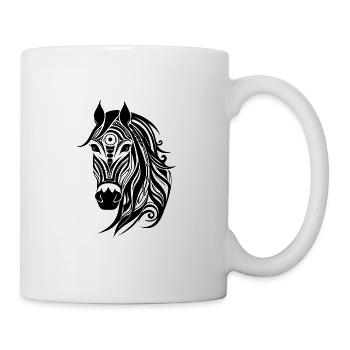 Elegantes Pferde Porträt Tattoo Style - Tasse - Weiß - Rechts
